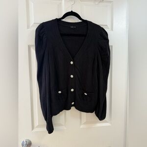 Express Black Cardigan Sweater with Rhinestone Buttons, Size XL